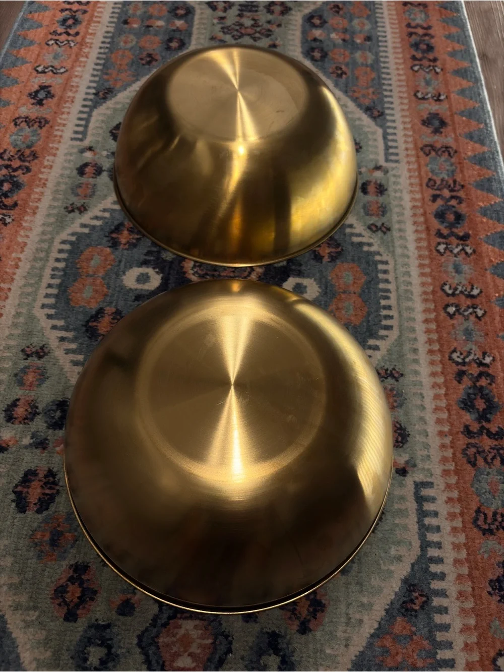 Set of Two Gold-Tone Mixing Bowls